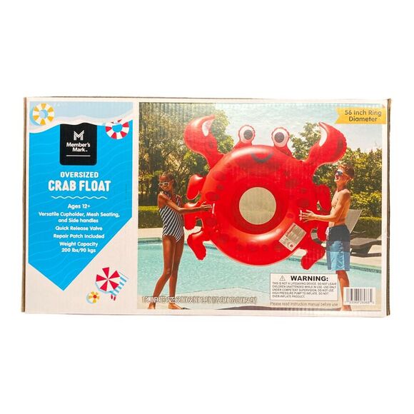 Member's Mark Oversized Inflatable Pool Float with Cupholders (Crab) - Picture 1 of 2